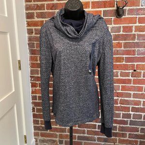 Women's top blue long sleeve cowl neck warm Sz M Leisurewear Revelation